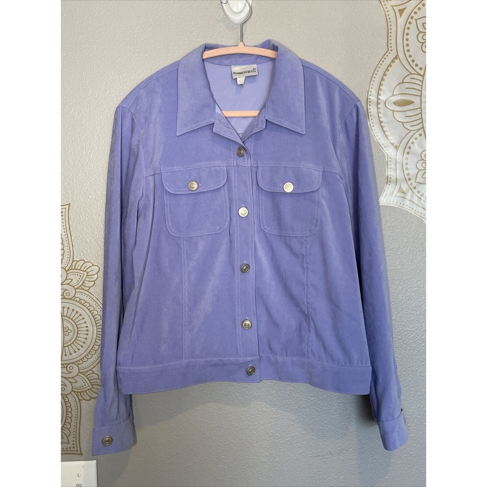 Fashion Bug Jacket Size XL Button Up Lavender Purple Blue Periwinkle